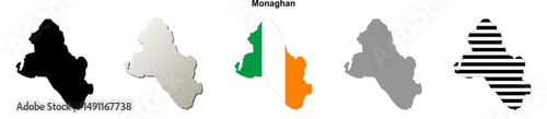 Monaghan county blank outline map set