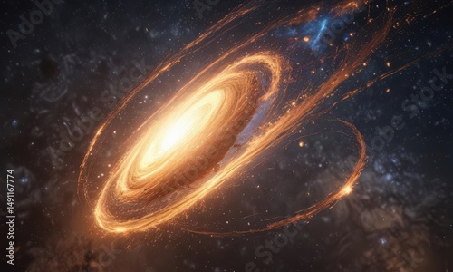 Swirling galaxy of sparkling dust motes, vibrant and ethereal , magic, elegant, background