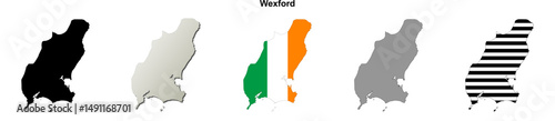Wexford county blank outline map set
