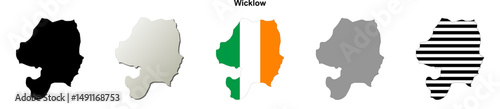 Wicklow county blank outline map set