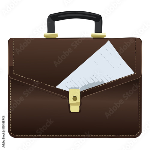 brown business leather briefcase - vector illustration