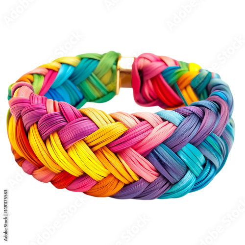 Wallpaper Mural Vibrant Woven Bracelet with Large Interlaced Fibers Isolated on Transparent Background Torontodigital.ca
