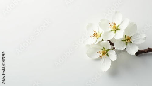 Delicate white blossoms on a stark white background , closeup, wildlife, flora