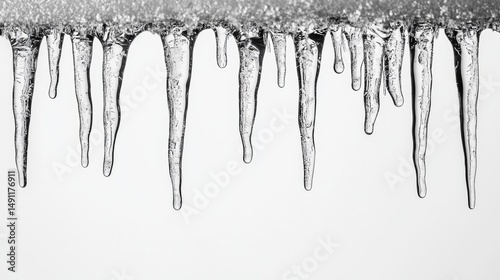 Icicles hanging from an eave during winter create a stunning display of nature's icy beauty