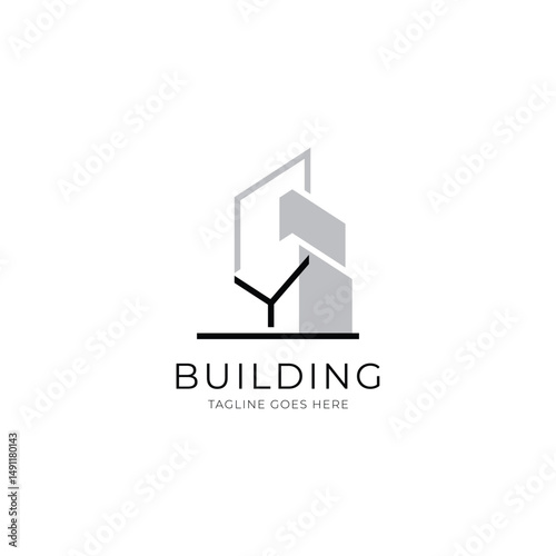 Letter Y building logo for architecture, construction and real estate company. Property logo template for your brand.