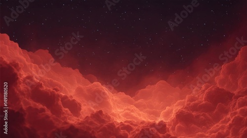 Digital illustration of a night sky filled with stars. the sky is a deep red color and the stars are scattered across it, creating a beautiful contrast.
