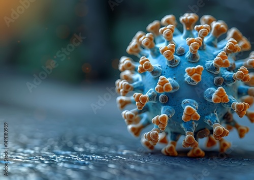 Close-up of a virus particle