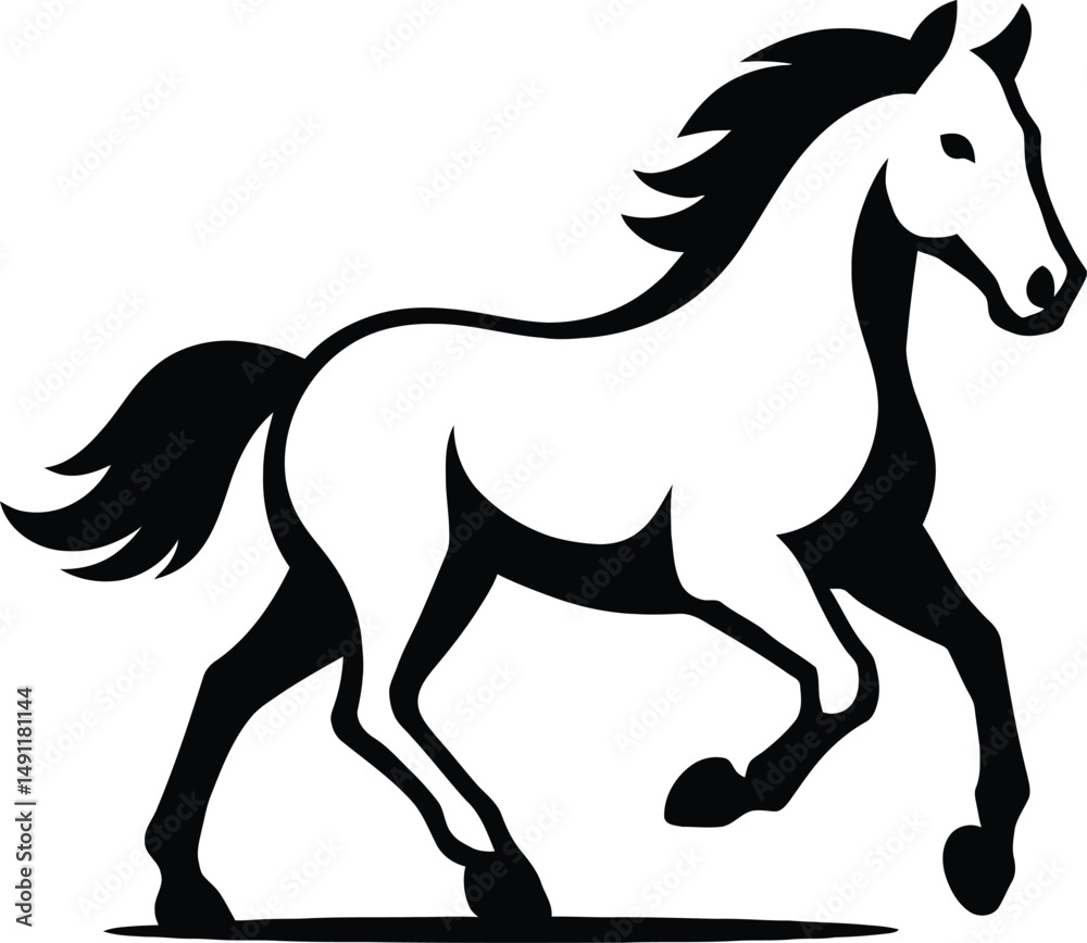 Obraz premium Horse Running Silhouette Art, Dynamic Horse Vector Graphic