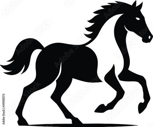 Horse Running Silhouette Bold, Powerful Horse Outline Design