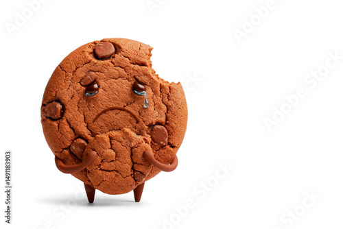 Biscuits cry with a bitten piece. Space for text.