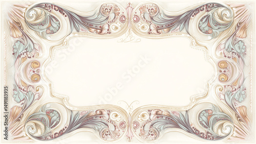 Elegant Art Nouveau Wedding Card with Floral Border