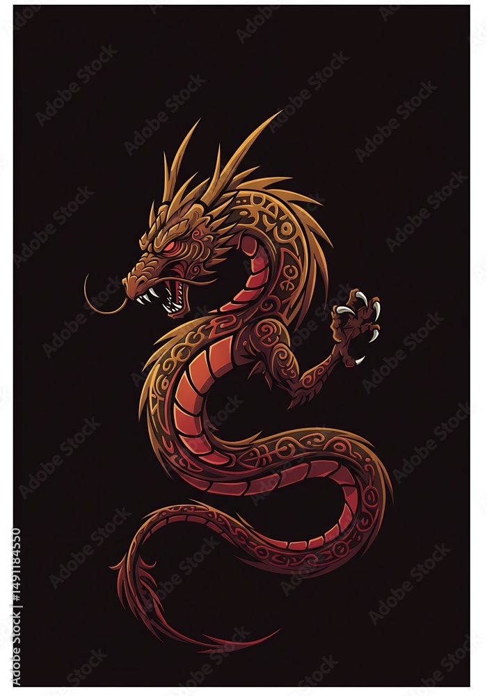 Fototapeta premium Crimson Scales, Golden Fury