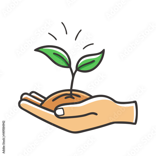 new plant sprout with hand icon, new plant sprout with hand vector illustration-simple illustration of new plant sprout with hand, perfect for new plant sprout with hand logos and icons