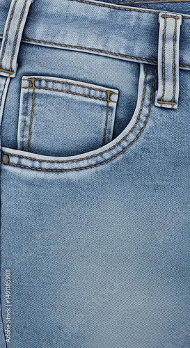Light Wash Denim Detail: Soft Texture, Subtle Stitching