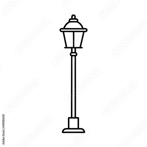 Minimalist Street Lamp Post Line Art Vector Design