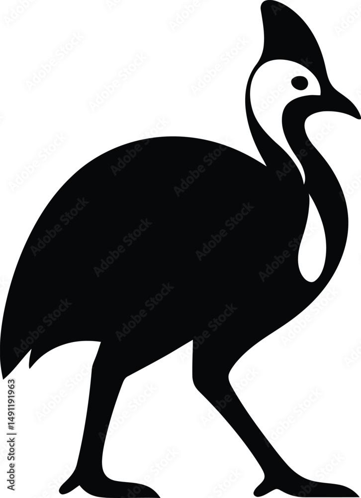 Fototapeta premium Cassowary Elegant Silhouette, Giant Bird Vector Graphic