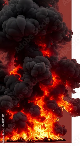Inferno's Embrace: Fiery Chaos and Dark Smoke