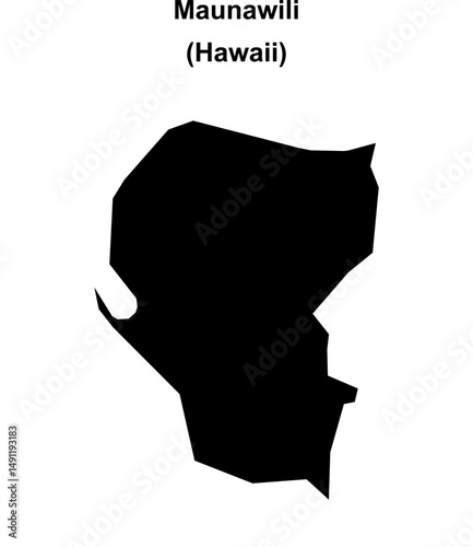 Maunawili (Hawaii) blank outline map