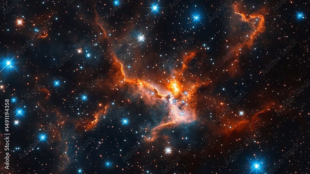 Fototapeta premium Breathtaking starry nebula display with cosmic clouds glittering throughout the vast expanse of space