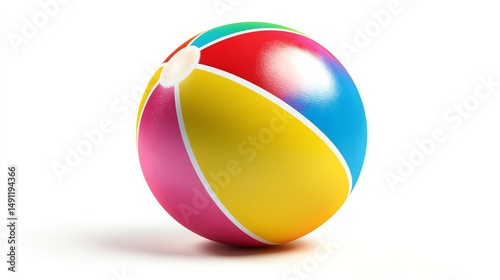 Free Download A brightly colored beach ball floats against a vibrant blue ocean backdrop. - GFXLoad