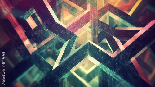 Abstract Geometric Background with Colorful Intersecting Shapes