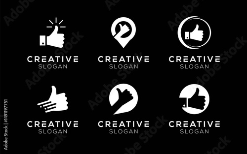 Set of Thumbs up logo design templates. Modern isolated Thumbs up symbols for features and technology