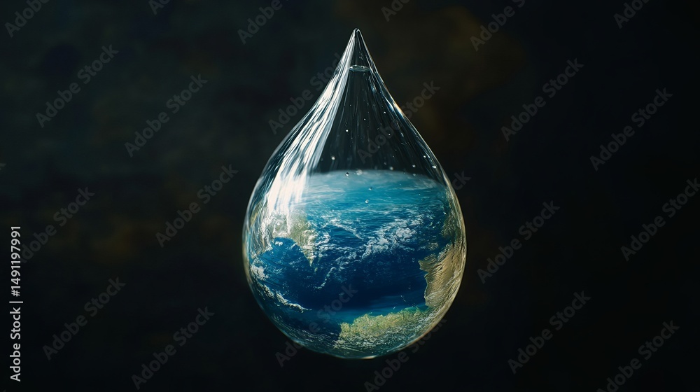 Our Precious Planet Earth Inside a Water Drop Abstract Nature Concept Digital Art Image Blue Land Our Precious Planet Earth Inside a Water Drop Abstract Nature Concept Digital Art Image Blue Land
