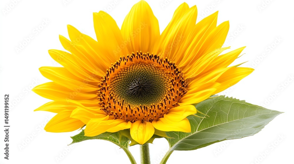 Fototapeta premium A vibrant, isolated yellow sunflower stands prominently in the photograph.