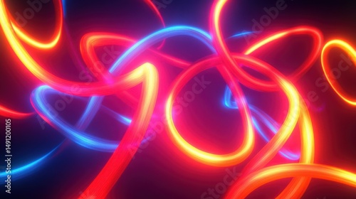 Colorful Abstract Light Trails on Dark Background for Creative Design