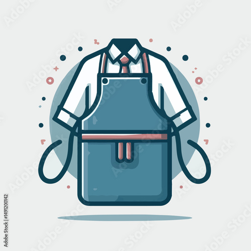 apron, illustration, chef, kitchen, uniform, isolated, restaurant, cook, cooking, vector, culinary, design, food, fabric, background, apparel, work, woman, white, waiter, black, clothing, clothes, ico
