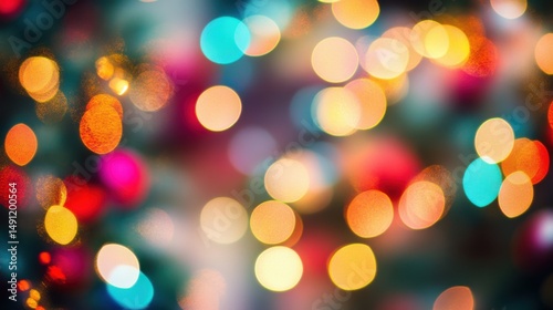 Colorful Bokeh Lights in Festive Atmosphere During Christmas Season