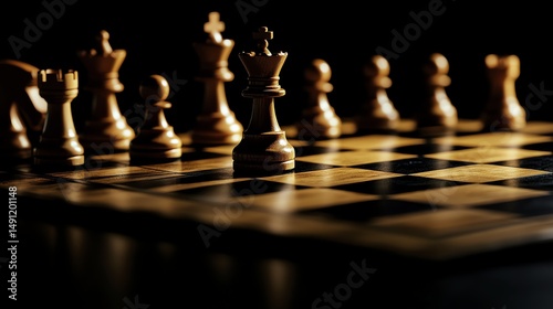 Wallpaper Mural A chessboard with pieces mid-game is shown in a focused, isolated setting. Torontodigital.ca