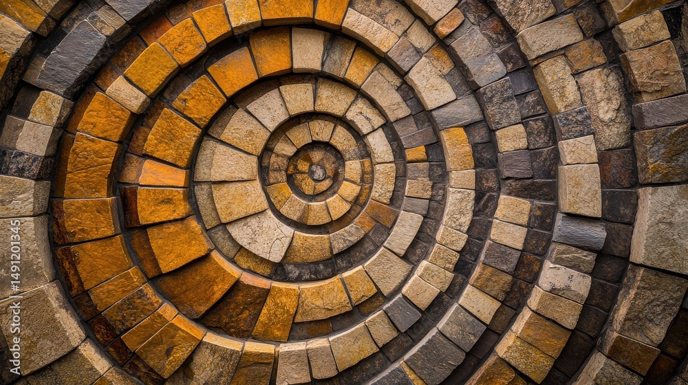 Fototapeta premium Colorful Stone Spiral Pattern with Circular Design for Art Decor
