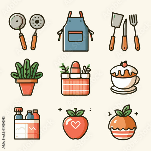apron, illustration, chef, kitchen, uniform, isolated, restaurant, cook, cooking, vector, culinary, design, food, fabric, background, apparel, work, woman, white, waiter, black, clothing, clothes, ico