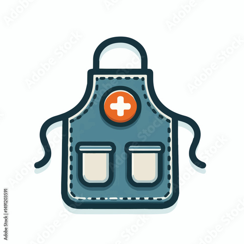 apron, illustration, chef, kitchen, uniform, isolated, restaurant, cook, cooking, vector, culinary, design, food, fabric, background, apparel, work, woman, white, waiter, black, clothing, clothes, ico