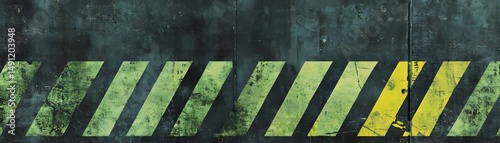 Horizontal hazard stripes on a textured surface.