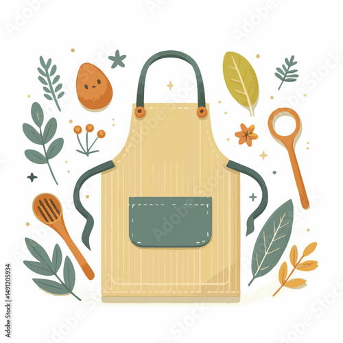 apron, illustration, chef, kitchen, uniform, isolated, restaurant, cook, cooking, vector, culinary, design, food, fabric, background, apparel, work, woman, white, waiter, black, clothing, clothes, ico