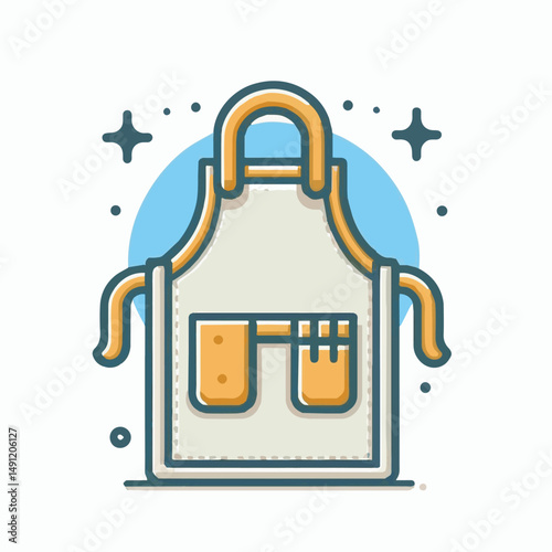 apron, illustration, chef, kitchen, uniform, isolated, restaurant, cook, cooking, vector, culinary, design, food, fabric, background, apparel, work, woman, white, waiter, black, clothing, clothes, ico