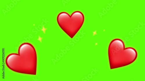 Heart emoji green screen love animation footage