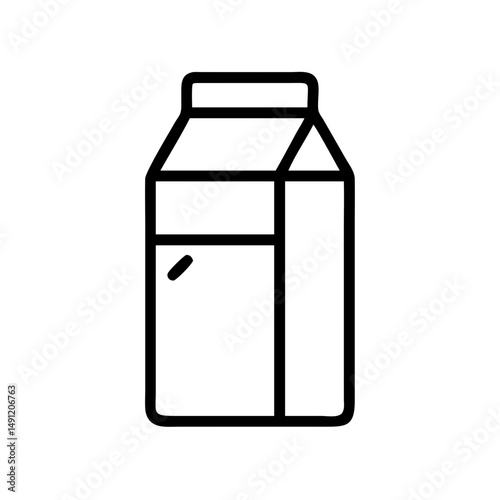 Outline drawing of a carton with a gable top and rectangular body shape depicted in simple lines