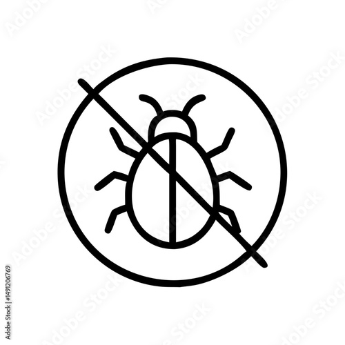 No bug graphic with a circle and line through it showing pest control and insect removal concept image