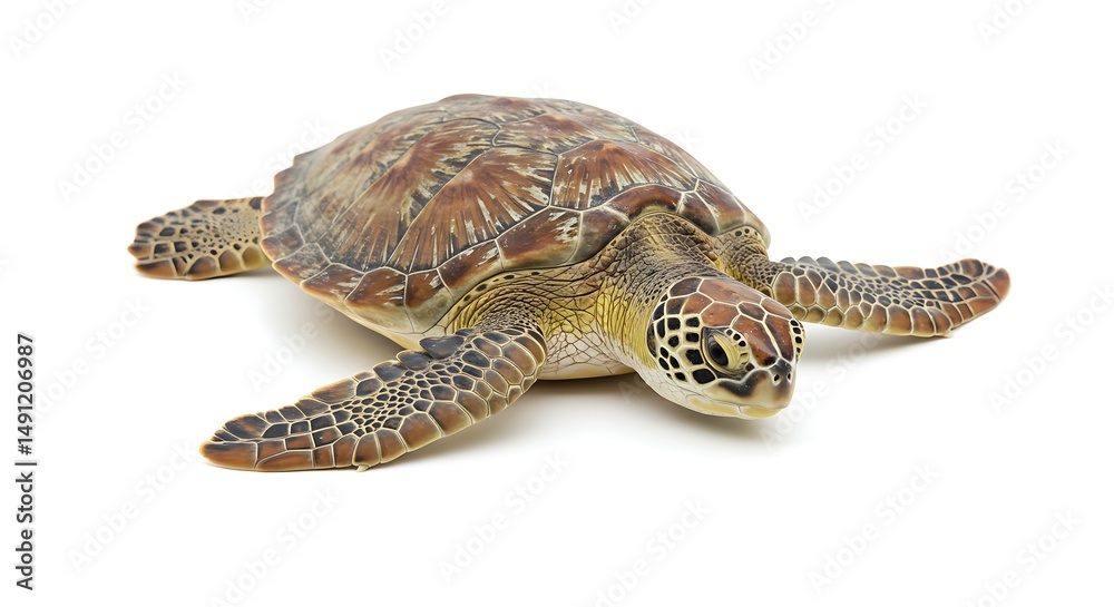 Naklejka premium Sea turtle on white background