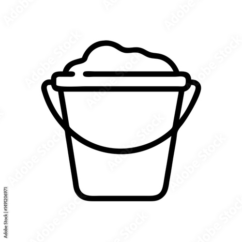 A simple graphic showing a bucket filled with an undefined substance, depicted in a clean outline style
