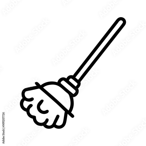 A single broom with a long handle and bristles, depicted in a simple outline style on a white background
