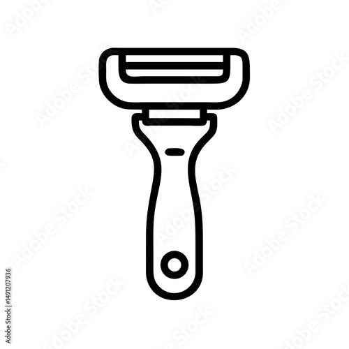A simple depiction of a shaving tool with a black outline on a white background for personal grooming
