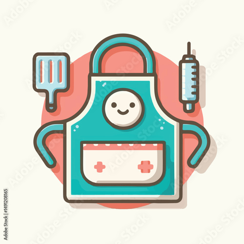 apron, illustration, chef, kitchen, uniform, isolated, restaurant, cook, cooking, vector, culinary, design, food, fabric, background, apparel, work, woman, white, waiter, black, clothing, clothes, ico