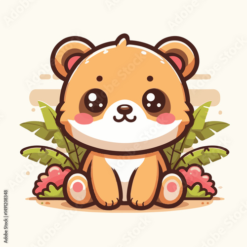cub, wildlife, mammal, wild, nature, animal, cute, bear, fur, baby, carnivore, predator, forest, young, zoo, outdoors, brown, adorable, isolated, vector, big, africa, illustration, african, lion, fami