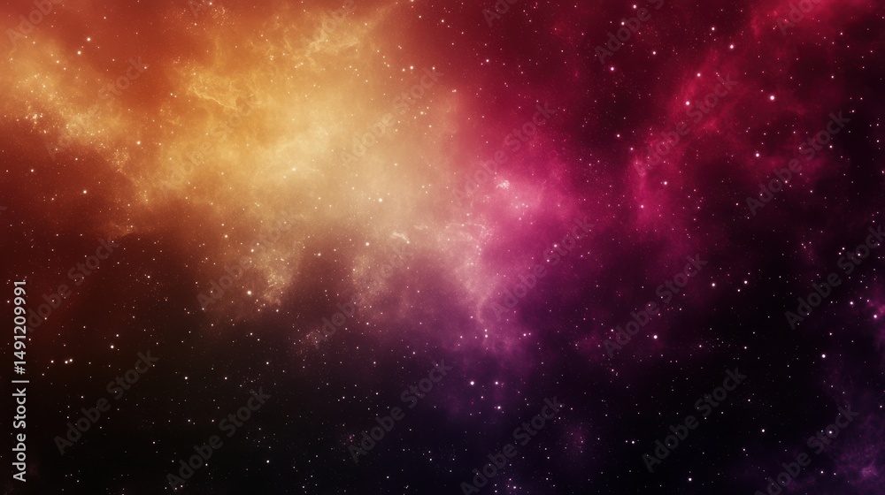 Naklejka premium Vibrant Cosmic Nebula with Colorful Stars and Mystical Clouds