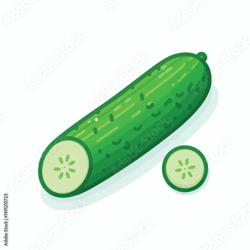 vegetable, healthy, organic, green, cucumber, food, fresh, vegetarian, background, cucumbers, diet, ingredient, isolated, white, slice, salad, raw, nature, agriculture, ripe, sliced, object, health, c