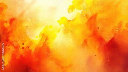 Vibrant Orange and Yellow Abstract Watercolor Background Texture